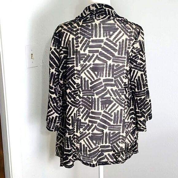 PerSeption Concept Beige & Black Print Waterfall Cardigan, Size XL - Picture 7 of 10